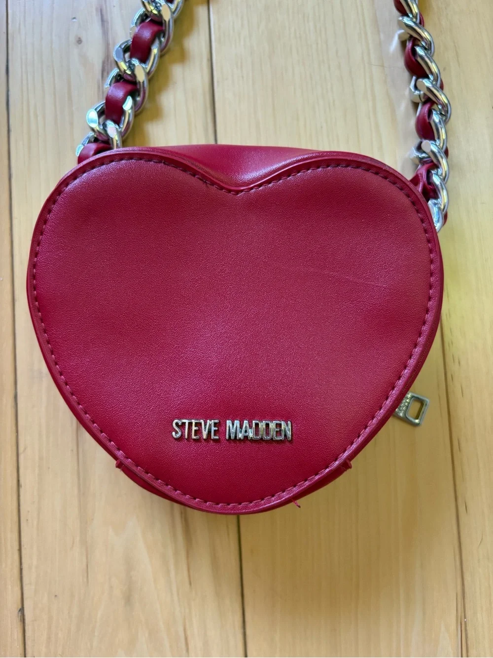 Steve Madden Red Heart Crossbody Bag with Grommet Detail
